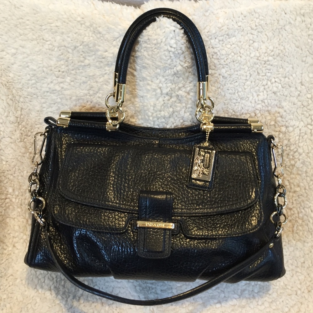 Coach Black Leather Satchel with Gold Hardware